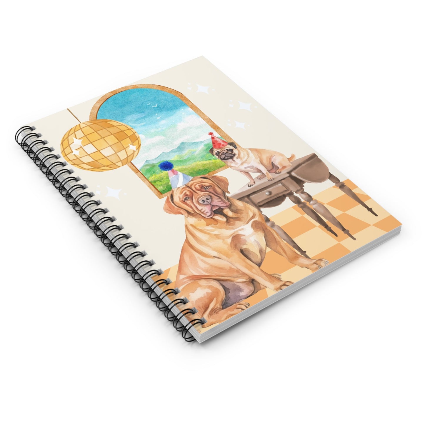 Pug and thug disco ball party notebook - The muggin shop