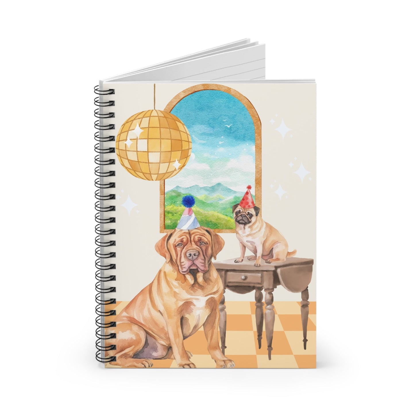Pug and thug disco ball party notebook - The muggin shop
