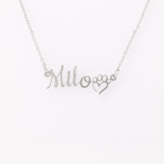 custom name necklace with paw - The muggin shop