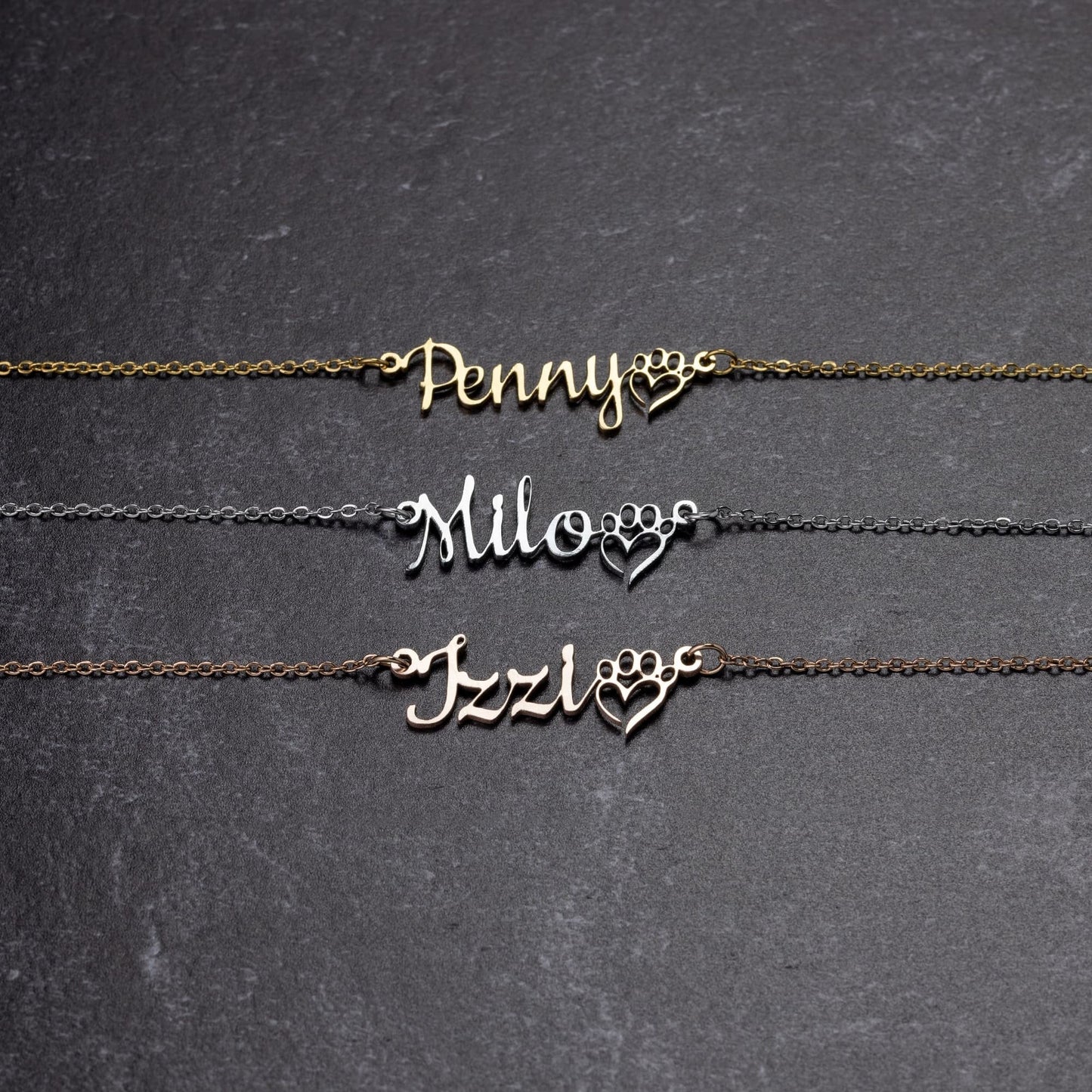 custom name necklace with paw - The muggin shop