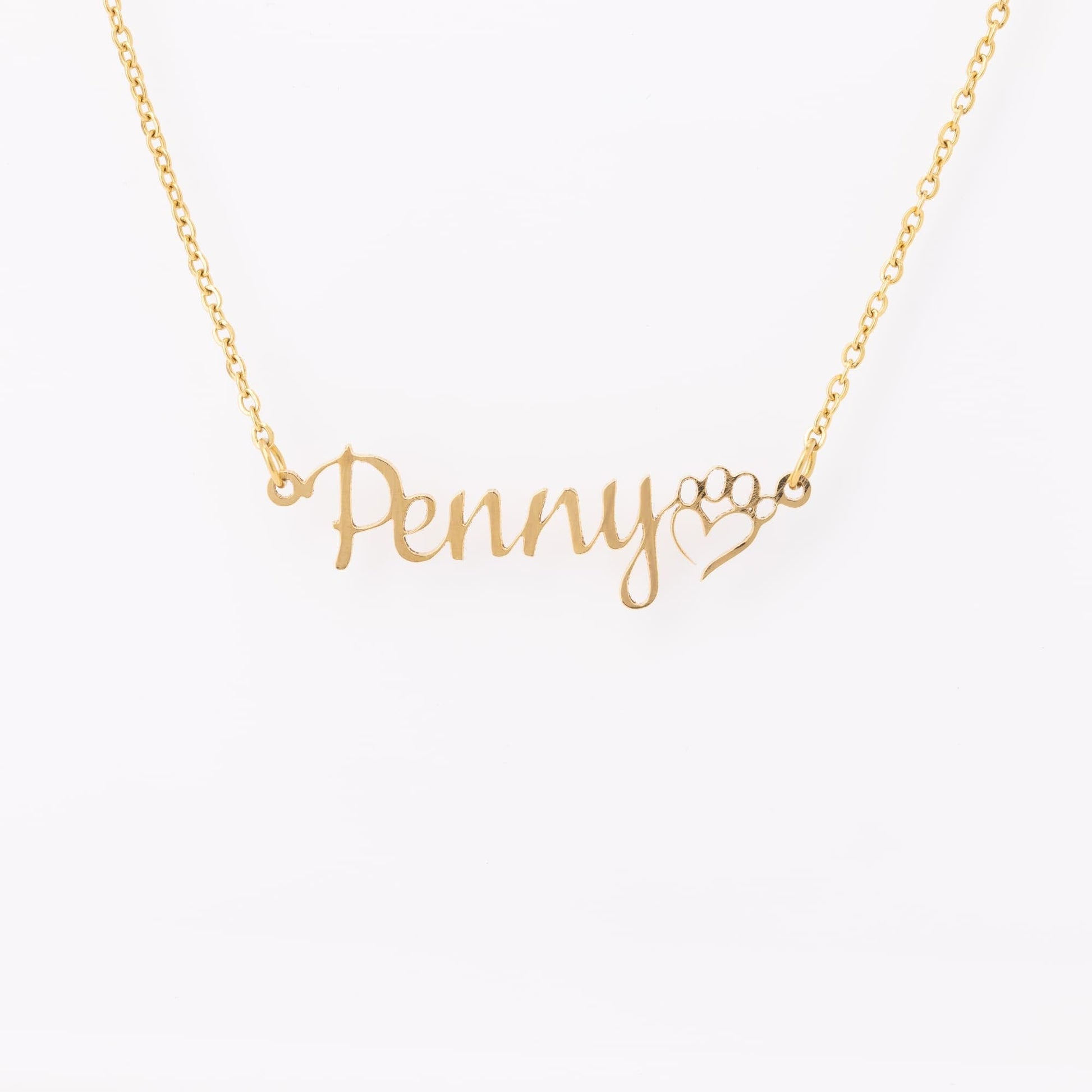custom name necklace with paw - The muggin shop