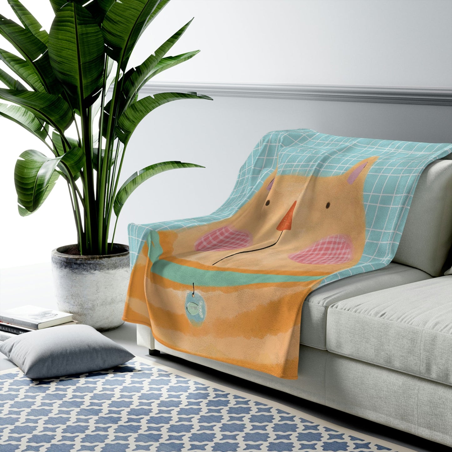 Orange tabby cat Velveteen Plush Blanket - The muggin shop